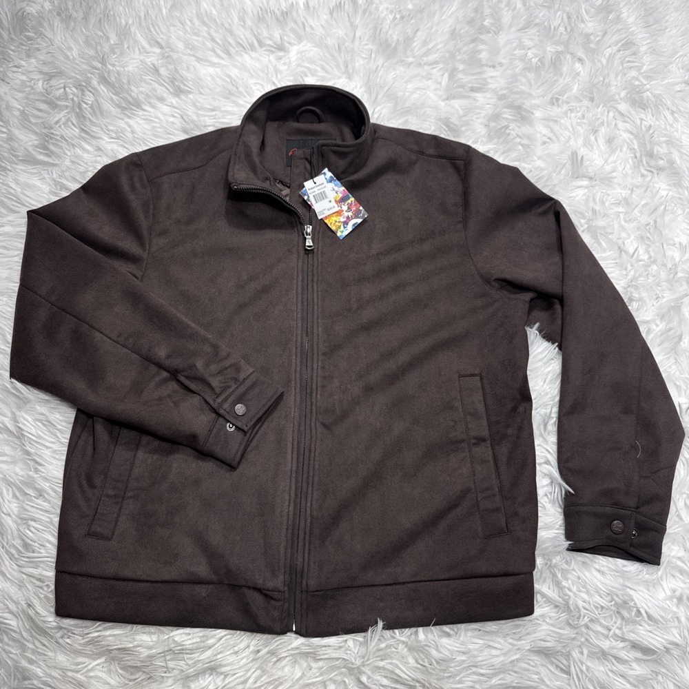 Robert Graham Vegan Suede Harrington Bomber Jacket‎ Medium Chocolate Brown New!